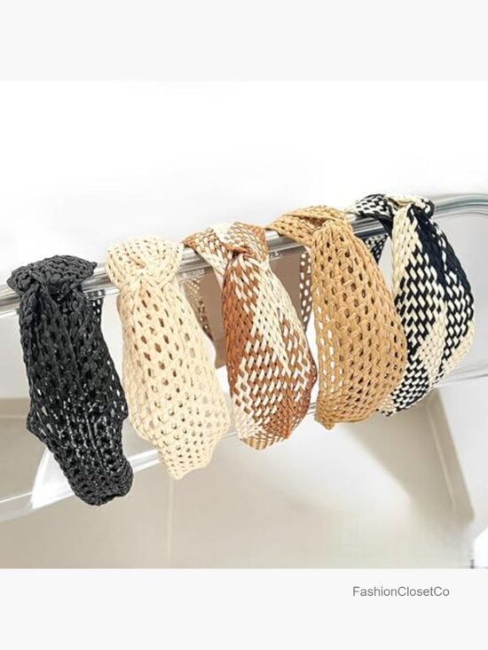 3 Pack Boho Rattan Woven Padded Headbands for Women main image 4